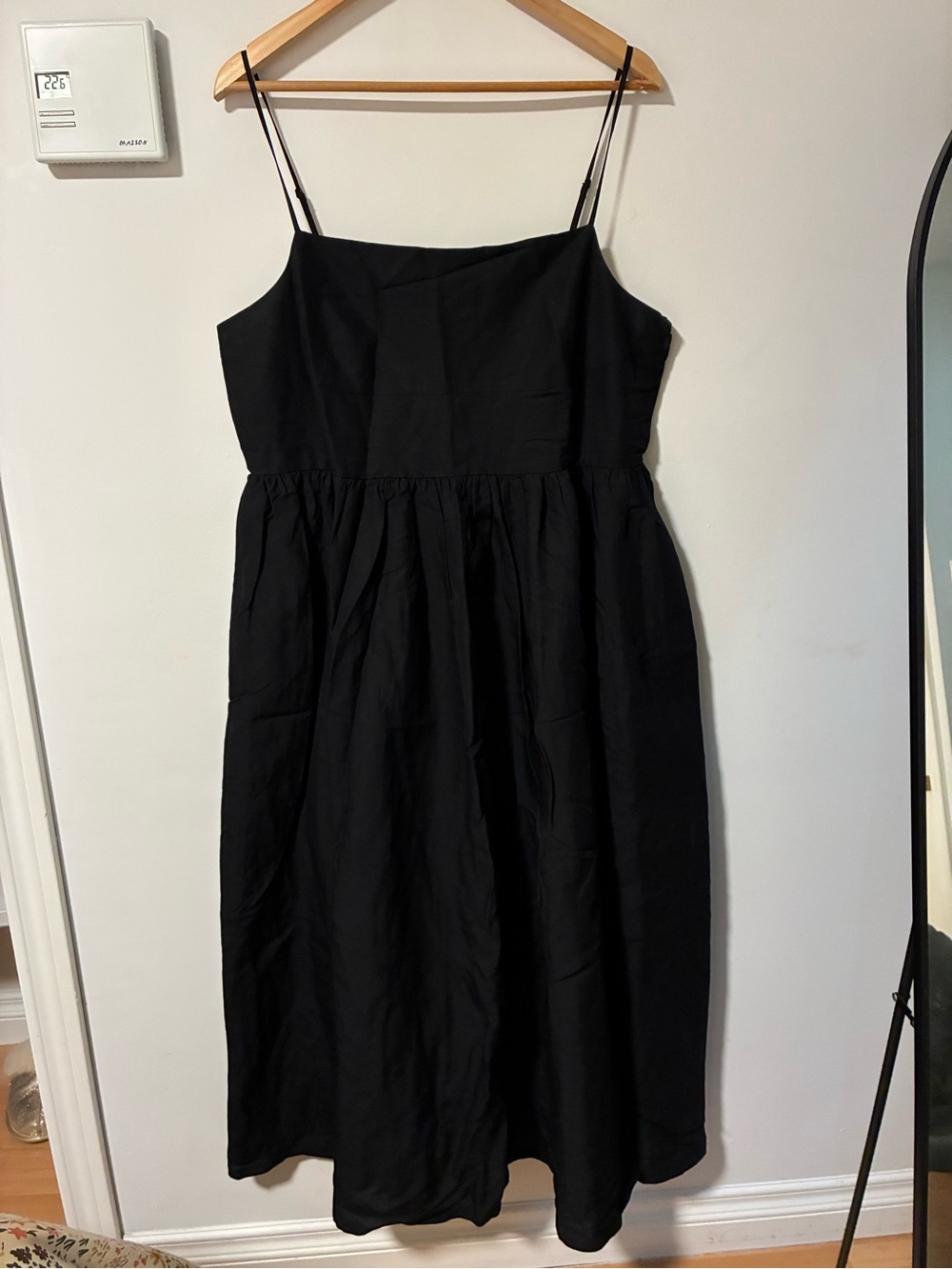 Black Spaghetti-Strap Midi Dress
